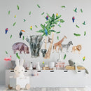 Safari Animal Wall Decals for Kids by Lipastick-Peel and Stick Jungle Stickers Giraffe, Elephant, Hippo, Palm Tree, Parrot for Toddlers Room, Nursery, Playroom, Classroom, Daycare Decor Art- M Size by TinyTreasures Baby Boutique