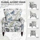 Wingback Accent Chair with Removable Pillow, High Back Floral Armchair with Solid Wood Legs & Nailhead Trim, Comfy Upholstered Reading Single Sofa Chair for Bedroom (1, Blue Floral Pattern) by CozyNest Decor