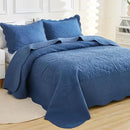 MarCielo 3-Piece 100% Cotton Oversized Bedspread Lightweight Quilt Coverlet Embroidery Farmhouse Bedding Set T0 (Midtone Blue, Oversized King (118"x106")) by CozyNest Decor