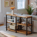 IRONCK Rustic Entryway Console Table, Long Hallway Table 47 in 3-Tier, TV Stand Entertainment Center Media Stand for Living Room, Industrial Style, Vintage Brown by CozyNest Decor