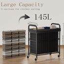 Laundry Hamper 3 Section, 145L Rolling Laundry Sorter Basket with Wheels, 3 Compartment Clothes Organizer Cart, Pull-Out Removable Bags for Laundry Room, Bathroom, Bedroom, Black by CozyNest Decor