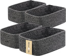 Small Storage Baskets for Organizing | Closet Organizer Bins | Shelf Toy Basket | Woven Rope Baskets | Cube Decorative Box | Shallow Basket | 11.5x7.5x4.7” | 4 Packs Dark Gray by GreenHaven Gardens