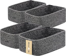 Small Storage Baskets for Organizing | Closet Organizer Bins | Shelf Toy Basket | Woven Rope Baskets | Cube Decorative Box | Shallow Basket | 11.5x7.5x4.7” | 4 Packs Dark Gray by TinyTreasures Baby Boutique