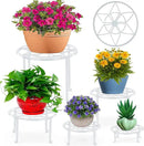 5 Pack Metal Plant Stands for Multiple Plant,Heavy Duty Flower Pot Stands for Outdoor Indoor Plants,Rustproof Iron Round Pot Shelf for Planter (White) by GreenHaven Gardens