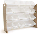 Humble Crew Supersized Toy Storage Organizer with 16 Removable Bins, Natural/White – Large Toy Storage for Toddlers Ideal for Kids' Rooms, Playrooms, and Nurseries - Modern Toy Bins for Kids by TinyTreasures Baby Boutique