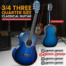 Pyle Beginner Acoustic Guitar Kit, 3/4 Junior Size All Wood Build Nylon String Instrument with Capo, Gig Bag, Strap, Extra String Set, Guitars for Beginners Adults and Youth, 36" Blue Burst Gloss by TinyTreasures Baby Boutique