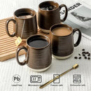 Hasense Ceramic Coffee Mug Set of 4, 15 oz Coffee Cups with Big Handles, Large Latte Mugs for Men and Women, Christmas Cups for Tea, Hot Cocoa, Latte, Cappuccino, Dishwasher Microwave Safe, Brown by CozyNest Decor