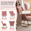NIOIIKIT Nursery Rocking Chair Teddy Upholstered Glider Rocker Rocking Accent Chair Padded Seat with High Backrest Armchair Comfy Side Chair for Living Room Bedroom Offices (Pink Teddy) by TinyTreasures Baby Boutique