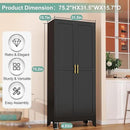 Metal Pantry Cabinet with 2 Doors and 5 Adjustable Shelves, 75" Kitchen Storage cabinets with Gold Handles, Versatile Storage for Laundry Room, Living Room, Bathroom, Dinning Room, Utility Room-Black by CozyNest Decor