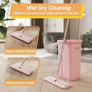 JOYMOOP Pink Mop and Bucket with Wringer Set for Home, with 5 Reusable Microfiber Mop Pads, Hands-Free Self-Cleaning System, Suitable for Floor Cleaning and Wall Cleaner by CozyNest Decor
