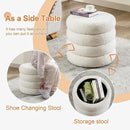 ONEVOG 20" Round Storage Ottoman with Removable Lid, Off-White Boucle Fabric Footrest Pouf, Sherpa Tufted Small Coffee Table Vanity Ottoman Foot Stools for Living Room Couch, Bedroom, Dorm, Nursery by CozyNest Decor