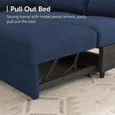 HONBAY Sleeper Velvet Blue Sectional Couch with Pull-Out Bed, Storage Chaise for Living Room by CozyNest Decor