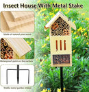 Wooden Insect House, Bee House with Metal Stake for Gardens, Insect Hotel & Butterfly Hotel on The Ground or Hanging on Tree Wall, Natural Insect Habitat for Bee, Butterfly, Ladybirds, Bugs by GreenHaven Gardens