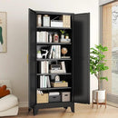Black Metal Storage Cabinet,75" Steel Cabinets for Home Office, Kitchen Pantry Storage Cabinet with Doors and 5 Adjustable Shelves, Tool Cabinets, for Office, Home, Garage, School by CozyNest Decor