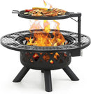 BALI OUTDOORS Fire Pit with Poker, 32 inch Outdoor Fire Pit Patio, Wood Burning Firepits for Outside with Grill by GreenHaven Gardens
