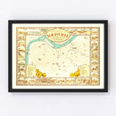 Vintage Map of Louisville, Kentucky 1934
