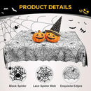eZAKKA Halloween Table Cloth, 60"x104" Spider Webs Tablecloths Black Tablecloth Lace Fabric Table Cloths Spooky Table Cover for Rectangle Tables for Parties Gothic Halloween Home Decorations by CozyNest Decor