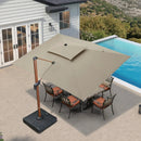 PURPLE LEAF 10' X 13' Patio Large Cantilever Umbrella Outdoor Square Wood Umbrellas Offset Umbrella Heavy Duty Sun Umbrellas for Garden Deck Pool, Heather Taupe by GreenHaven Gardens