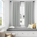 45 Inch Length Kitchen Blackout Curtains Set of 2 Back Tab Pleated Room Darkening Short Small Curtains for Bathroom Kids Room Nursery Bedroom 52x45 in Long Light Grey Gray Black Out Neutral Cottage by CozyNest Decor