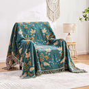 Boho Throw Blanket, 100% Cotton Ultra Soft Luxury Throw Rustic Quilt, 90"x98" Floral Printed Farmhouse Decor Bed Summer Blankets, All Season Rustic Reversible Bohemian Throw for Bed - Blue by CozyNest Decor