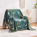 Boho Throw Blanket, 100% Cotton Ultra Soft Luxury Throw Rustic Quilt, 80"x90" Floral Printed Farmhouse Decor Bed Summer Blankets, All Season Rustic Reversible Bohemian Throw for Bed - Blue by CozyNest Decor