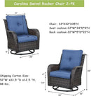 Outdoor Patio Swivel Rocker Chairs - Single Wicker Rattan Patio Swivel Rocking Chair with High Back,Deep Seating and Comfort Cushions for Deck Porch Garden,Brown/Blue by GreenHaven Gardens