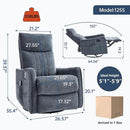Manual Swivel Rocker Recliner Chair for Adults, Overstuffed Reclining Glider Chair for Nursing with Vibration Massage & Heat, Living Room Rocking Recliner 2-Stage backrest, Chenille Fabric Blue by CozyNest Decor