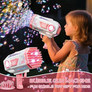 Bubble Gun, Upgraded 125 Holes Bubble Guns for Wedding, Pink Bubble Machine for Kids Age 3 4 5 6 7 8 9 10 11 12 Year Old, Big Bubble Blower Gun with Lights, Halloween Outdoor Party Favors by TinyTreasures Baby Boutique