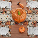 XCHI Spooky Skeleton Ghost Pumpkin Halloween Table Runner Party Table Decoration for Home Kitchen Dining Holiday Decor 13x60 Inch by CozyNest Decor