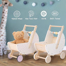 Wooden Baby Walker & Doll Stroller – Adjustable Handle Push Cart, Anti‑Tip, Quiet Wheels, Pretend Shopping Cart – Montessori Wooden Walker for Babies , Doll Stroller for Toddlers 12m+ by TinyTreasures Baby Boutique