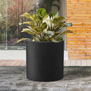 Kante 15.7" Dia Round Concrete Planter, Modern Style Large Cylindrical Plant Pot with Drainage Hole and Rubber Plug for Indoor Outdoor Patio, Black by GreenHaven Gardens