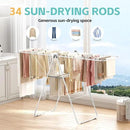 APEXCHASER Clothes Drying Rack, Oversized Drying Rack Clothing with Height-Adjustable, Foldable Gullwings Metal Laundry Rack, Indoor Outdoor Use, No Assembly, White by CozyNest Decor