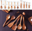 Wooden Spoons for Cooking,GUDAMAYE 10 PCS Wooden Kitchen Utensils Set,Wooden Cooking Utensils For Non-stick Pan,Teak Wood Utensils Set,Spurtles Kitchen Tools As Seen On Tv by CozyNest Decor