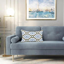 Alysheer Embroidered Lumbar Decorative Throw Pillow Cover 12"x 20", Classic Boho Geometric Embroidery Pattern Cotton Rectangular Cushion Case for Sofa Couch Living Room Bedroom (Blue Khaki) by CozyNest Decor