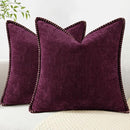 decorUhome Chenille Soft Throw Pillow Covers 22x22 Set of 2, Farmhouse Velvet Neutral Decorative Euro Pillow Covers with Stitched Edge for Couch Sofa Bed Home Decor, Rhododendron by CozyNest Decor