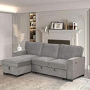 EBELLO Convertible Sleeper Sofa 3 in 1, Chenille Modern L-Shaped Couches for Living Room, Pull Out Sectional Futon Sofa Bed with Storage Space, USB Ports and Cup Holders for Bedroom, Grey by CozyNest Decor