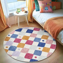 jinchan Round Rug 5ft Kids Washable Rug Indoor Floor Cover Non-Slip Soft Elementary School Classroom Modern Colorful Diamond Carpet for Nursery Daycare Bedroom Playroom Living Room Berries on Cream by CozyNest Decor