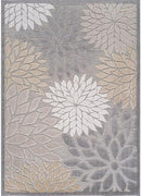 Beverly Rug Outdoor Rug 10x14 Large Modern Floral Tropical Area Rugs for Indoor and Outdoor Patio Easy to Clean Non Shedding Living Room Porch Garden Washable Outside Carpet (10 x 14 Gray) by CozyNest Decor