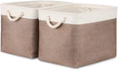 Bidtakay Large Storage Baskets with Handles for Organizing 16" x 11.8" x 11.8" Rustic Shelf Baskets [2-Pack] Foldable Clothes Baskets Fabric Collapsible Bins for Closet (White&Earthy Brown) by TinyTreasures Baby Boutique