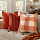 decorUhome Fall Orange and White Decorative Throw Pillow Covers 24x24 Set of 2, Buffalo Plaid Check Farmhouse Cushion Covers with Stitched Edge for Autumn Harvest Couch Sofa Bed Home Decor by CozyNest Decor