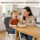 Toddler Booster Seat for Dining Table with Backrest and Adjustable Straps, Waterproof Oxford Foam Cushion with Non-Slip Bottom, Portable Chair Booster for Kitchen Use (Dark Grey) by TinyTreasures Baby Boutique