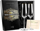 Gold Rim Champagne Gift Glasses | Set of 2 | Crystal Square Toasting Flutes for Bride and Groom, Wedding, Anniversary, Birthday | Elegant Long Stemmed Glassware for Sparkling Wine, Prosecco by CozyNest Decor