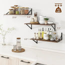 Heimlove 24" W x 12" D Wall Shelves for Books, 12 Inch Deep Floating Shelves Set of 3, Wide Floating Bookshelf with Metal Bracket for Living Room, Kitchen, Office, Bedroom and Decor Storage - Walnut by CozyNest Decor