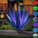 Large Tequila Rustic Sculpture, Rustic Metal Agave Plants for Outdoor Patio Yard, Home Decor Hand Painted Metal Agave Garden Yard Statue, Outdoor Lawn Ornaments (Dark Blue - L (W/Solar Light)) by GreenHaven Gardens