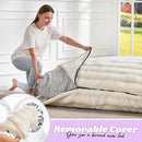 Hobestluk 3 in 1 Bean Bag Chair Giant Bean Bag Chairs for Adults with Ripple Cover Convertible Bean Bag Floor Cushion with Machine Washable Cover for Living Room (Ripple White) by CozyNest Decor