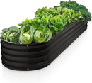 Galvanized Raised Garden Beds Outdoor // 8×2×1 ft Planter Raised Beds for Gardening, Vegetables, Flowers // Large Metal Garden Box (Black) // Patented Tool-Free Design by GreenHaven Gardens