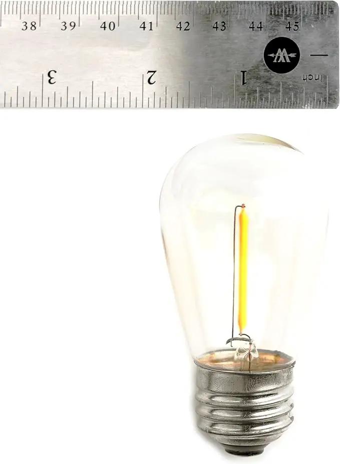 Hometown Evolution, Inc. 100' E26 Commercial LED Outdoor String Lights (100 Foot 50 Socket, S14 LED Filament 1 Watt Light Bulbs), photo 6 of 8