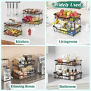 Giwil 2 Tier Countertop Fruit Basket for Kitchen, Vegetable Storage Bread Fruit Bowl Stand with 2 Banana Hangers, Wall Mounted Metal Wire Basket Organizer for Potato Onion, Black by CozyNest Decor