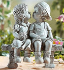 Elenon Garden First Kiss Outdoor Statue Decorative, Flower Bed Decor Boy and Girl Garden Statues, Couple Puppy Love Garden Sculpture for Yard Patio Art Decoration by GreenHaven Gardens