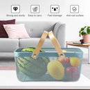 Portable Garden Harvest Basket-Mesh Design Natural Bamboo Handle Wire Storage Baskets,Mesh Basket with Handle Organize Items Reduce Space Occupation,Suitable for Kitchen,Garden,Picnic(Blue) by GreenHaven Gardens
